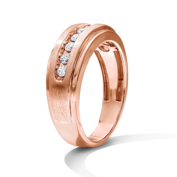 1/4 CT. T.w. Diamond Stepped Edge Band in 10K Rose Gold