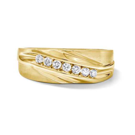1/4 CT. T.w. Diamond Slant Wedding Band in 10K Gold