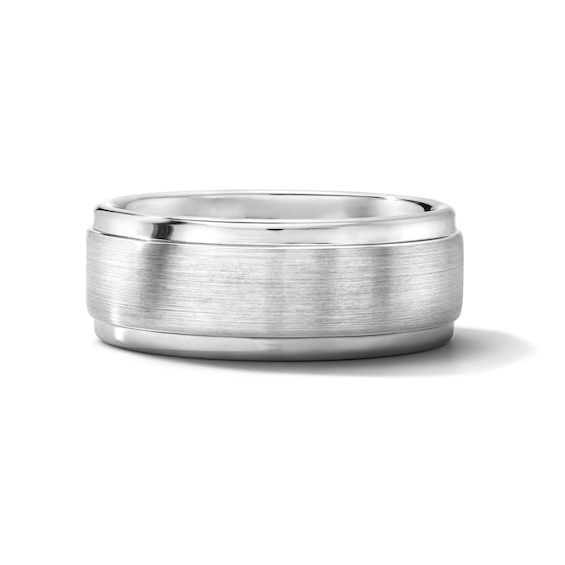 9.0mm Brushed Stepped Wedding Band in Titanium