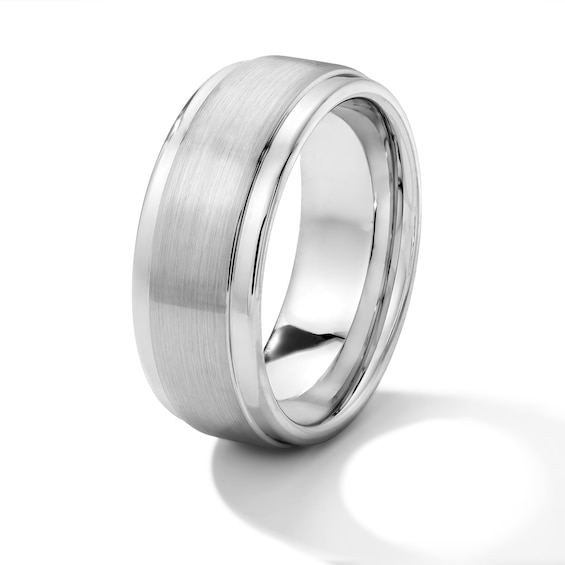 9.0mm Brushed Stepped Wedding Band in Titanium