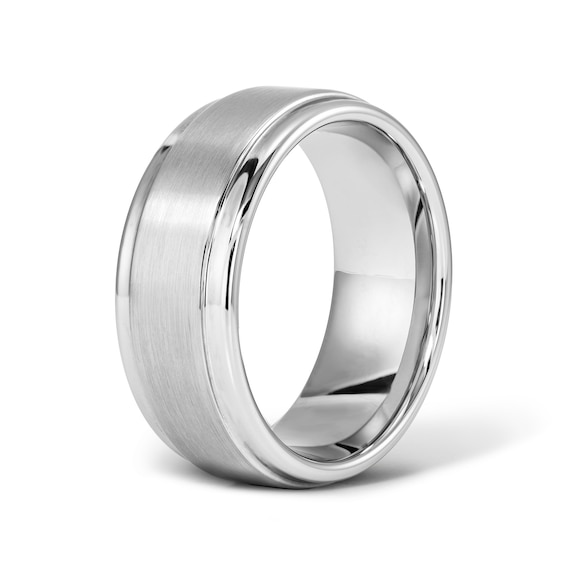 9.0mm Brushed Stepped Wedding Band in Titanium