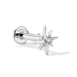 Lab-Grown Diamond Accent Starburst Cartilage Earring in Solid 14K White Gold (F/VS2)