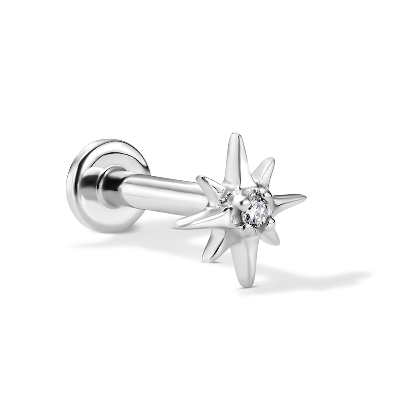 Main Image 1 of Lab-Grown Diamond Accent Starburst Cartilage Earring in Solid 14K White Gold (F/VS2)