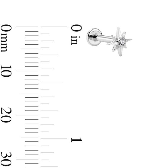 Lab-Grown Diamond Accent Starburst Cartilage Earring in Solid 14K White Gold (F/Vs2)