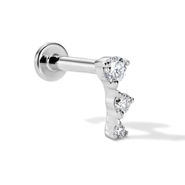 1/20 CT. T.W. Lab-Grown Diamond Three-Stone Cartilage Earring in Solid 14K White Gold (F/VS2)