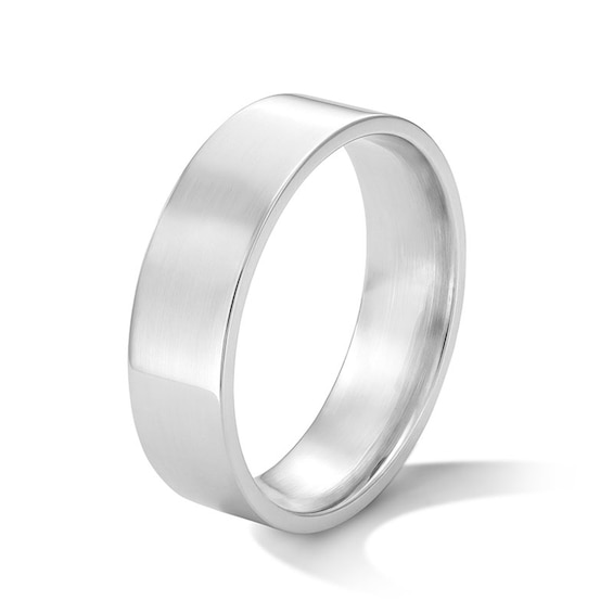 6mm Engravable Pipe-Cut Wedding Band in Sterling Silver (1 Line