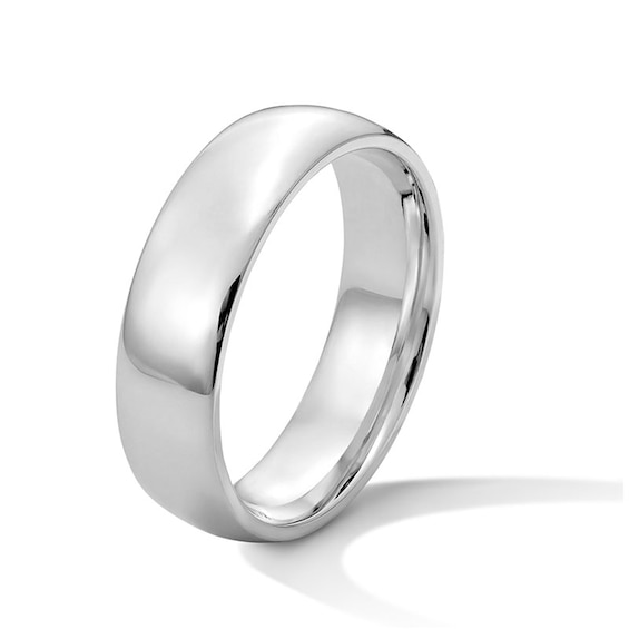 6mm Engravable Polished and Satin-Finished Wedding Band in Sterling Silver (1 Line