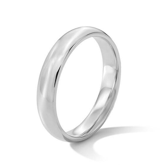 4mm Engravable Polished and Satin-Finished Wedding Band in Sterling Silver (1 Line)