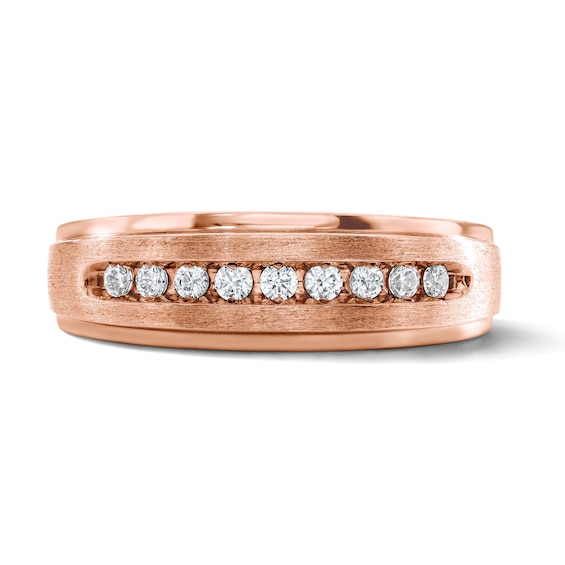 1/2 CT. T.w. Diamond Stepped Edge Band in 10K Rose Gold