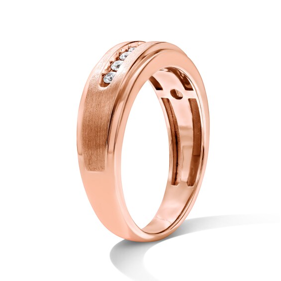 1/2 CT. T.w. Diamond Stepped Edge Band in 10K Rose Gold