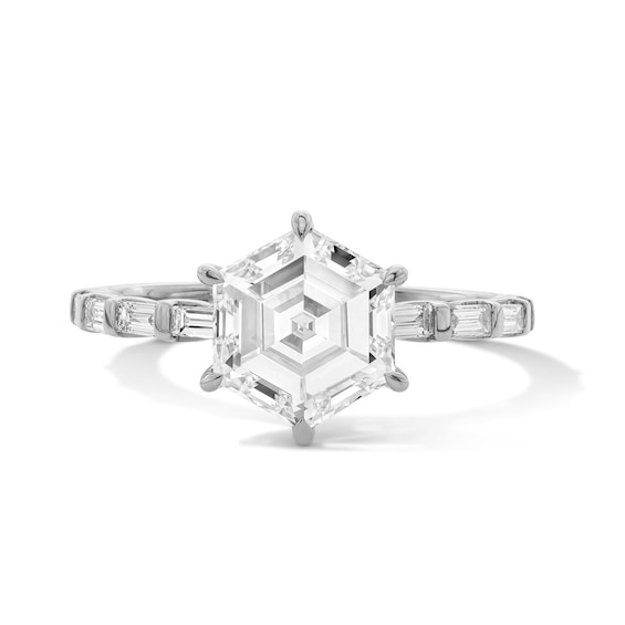 2-1/4 CT. T.w. Hexagon-Cut Certified Lab-Grown Diamond Engagement Ring in 14K White Gold (F/Vs2)