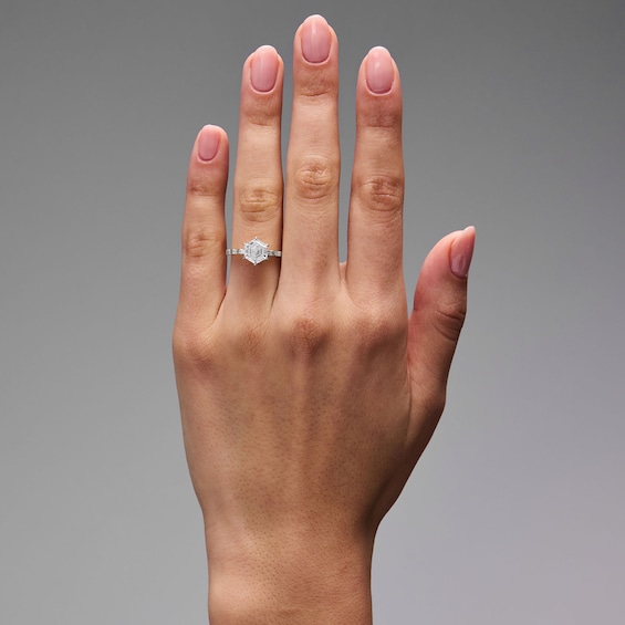 2-1/4 CT. T.w. Hexagon-Cut Certified Lab-Grown Diamond Engagement Ring in 14K White Gold (F/Vs2)
