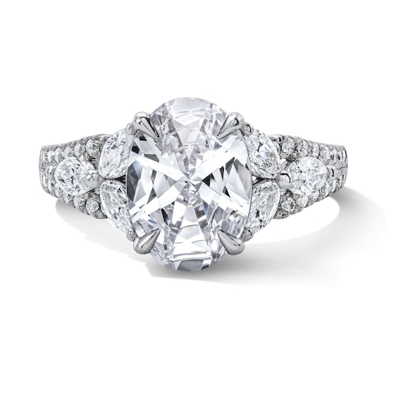 3 1/4 CT. T.w. Oval and Marquise-Cut Certified Lab-Grown Diamond Split Shank Engagement Ring in 14K White Gold (F/Vs2)