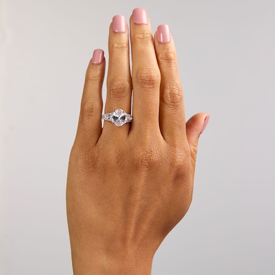 3 1/4 CT. T.w. Oval and Marquise-Cut Certified Lab-Grown Diamond Split Shank Engagement Ring in 14K White Gold (F/Vs2)