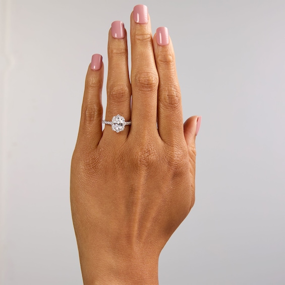 1 3/4 CT. T.w. Oval Certified Lab-Grown Diamond Halo Engagement Ring in 14K White Gold (F/Vs2)