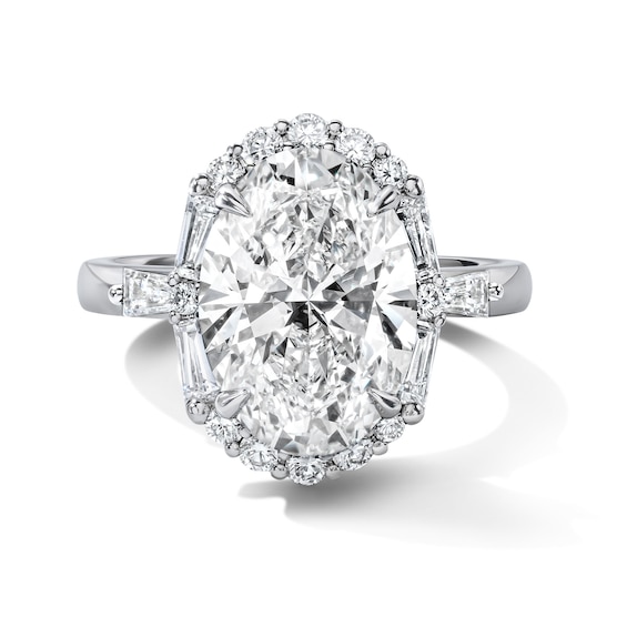 4 5/8 CT. T.W. Oval Certified Lab-Grown Diamond Halo Engagement Ring in 14K White Gold (F/VS2)