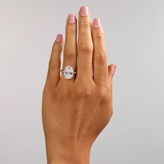 4 5/8 CT. T.w. Oval Certified Lab-Grown Diamond Halo Engagement Ring in 14K White Gold (F/Vs2)
