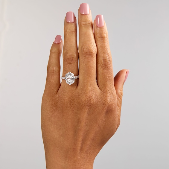 2 CT. T.w. Oval Certified Lab-Grown Diamond Halo Engagement Ring in 14K White Gold (F/Vs2)