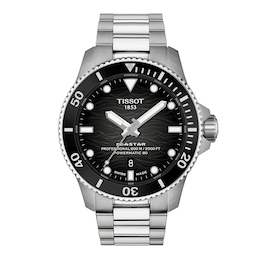 Men's Tissot Seastar 2000 Powermatic 80 Stainless Steel Watch with Black Dial (Model: T1209071105100)