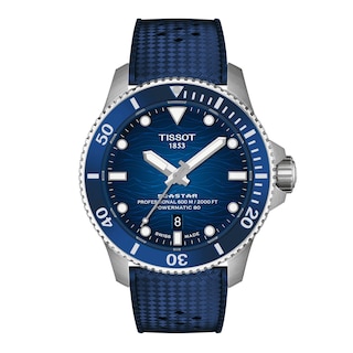 Men's Tissot Seastar 2000 Powermatic 80 Stainless Steel Watch with Blue Dial (Model: T1209071704100)