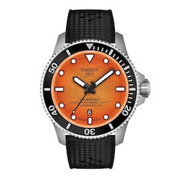 Men's Tissot Seastar 2000 Powermatic 80 Stainless Steel Watch with Orange Dial (Model: T1209071728100)