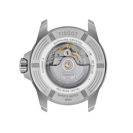 Men's Tissot Seastar 2000 Powermatic 80 Stainless Steel Watch with Orange Dial (Model: T1209071728100)