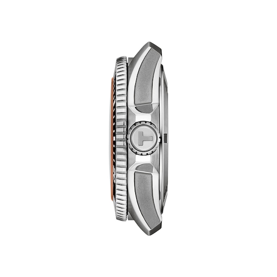 Men's Tissot Seastar 2000 Powermatic 80 Stainless Steel Watch with Orange Dial (Model: T1209071728100)