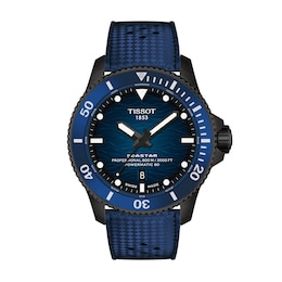 Men's Tissot Seastar 2000 Powermatic 80 Black PVD Stainless Steel Watch with Blue Dial (Model: T1209073704100)