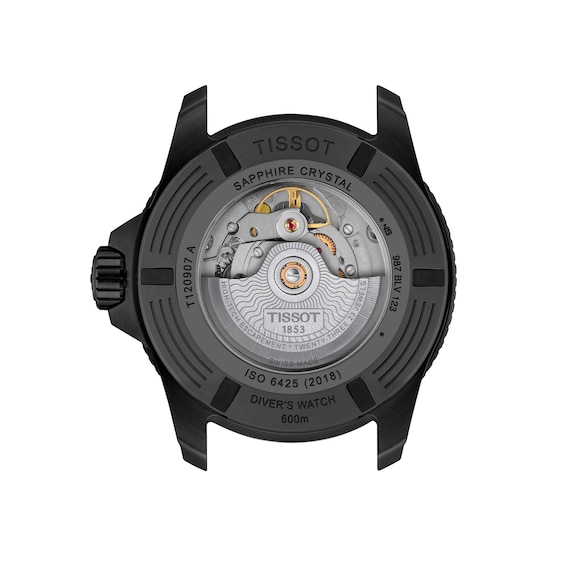 Men's Tissot Seastar 2000 Powermatic 80 Black PVD Stainless Steel Watch with Blue Dial (Model: T1209073704100)