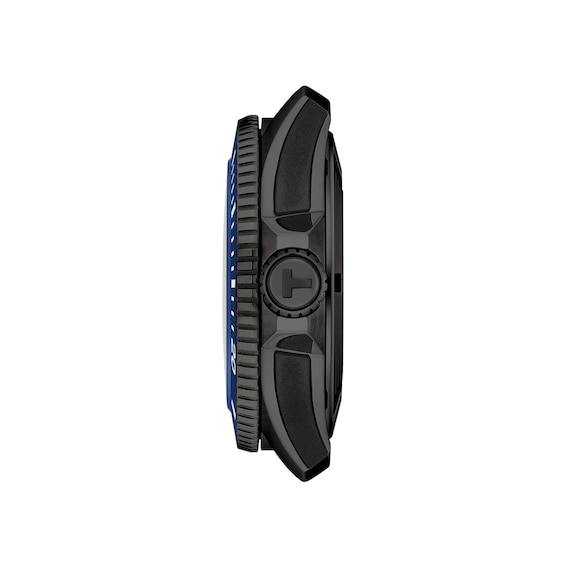 Men's Tissot Seastar 2000 Powermatic 80 Black PVD Stainless Steel Watch with Blue Dial (Model: T1209073704100)