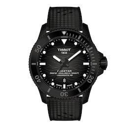 Men's Tissot Seastar 2000 Powermatic 80 Black PVD Stainless Steel Watch with Black Dial (Model: T1209073705100)