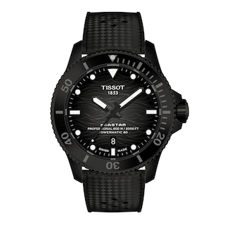 Men's Tissot Seastar 2000 Powermatic 80 Black PVD Stainless Steel Watch with Black Dial (Model: T1209073705100)