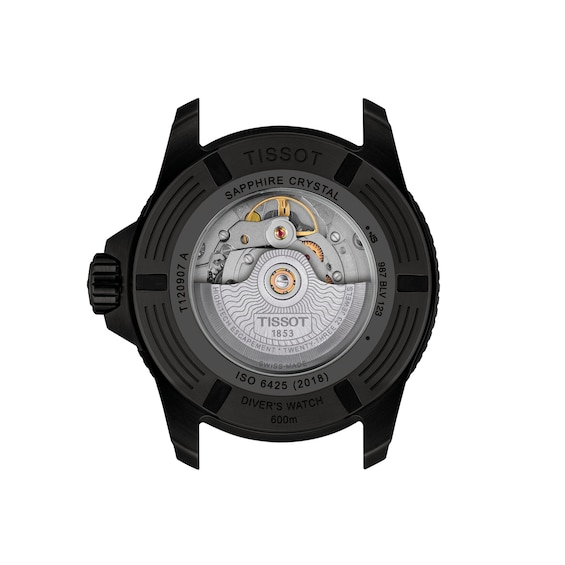 Men's Tissot Seastar 2000 Powermatic 80 Black PVD Stainless Steel Watch with Black Dial (Model: T1209073705100)