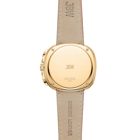 Men's JBW Coast 18K Gold-Plated Stainless Steel Chronograph Watch with Red Dial and Red Leather Strap (Model: J6415C)