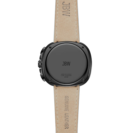 Men's JBW Coast Black IP Stainless Steel Chronograph Watch with Black Dial and Light Blue Leather Strap (Model: J6415E)