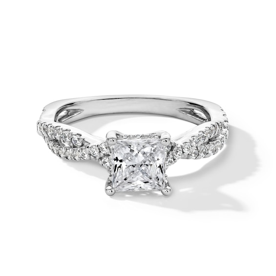 1-3/8 CT. T.w. Certified Princess-Cut Diamond Twist Shank Engagement Ring in 14K White Gold (F/Si2)