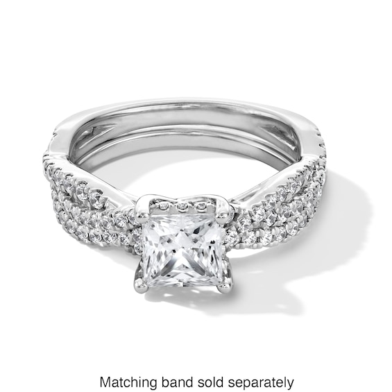 1-3/8 CT. T.w. Certified Princess-Cut Diamond Twist Shank Engagement Ring in 14K White Gold (F/Si2)