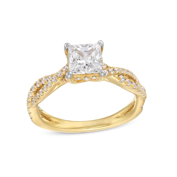 1-3/8 CT. T.w. Certified Princess-Cut Diamond Twist Shank Engagement Ring in 14K Gold (F/Si2)