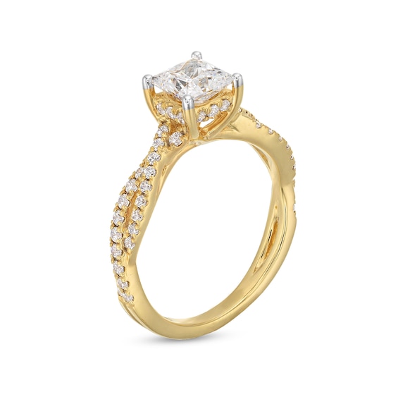 1-3/8 CT. T.w. Certified Princess-Cut Diamond Twist Shank Engagement Ring in 14K Gold (F/Si2)