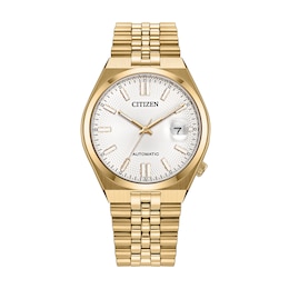 Citizen Tsuyosa 60 Gold-Tone IP Stainless Steel Watch with Silver-White Dial (Model: NK0032-56A)