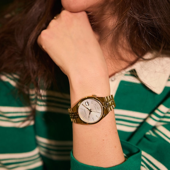 Citizen Tsuyosa Gold-Tone IP Stainless Steel Watch with Silver-White Dial (Model: Nk0032-56A)