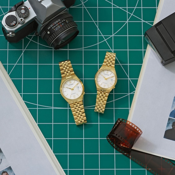 Citizen Tsuyosa Gold-Tone IP Stainless Steel Watch with Silver-White Dial (Model: Nk0032-56A)