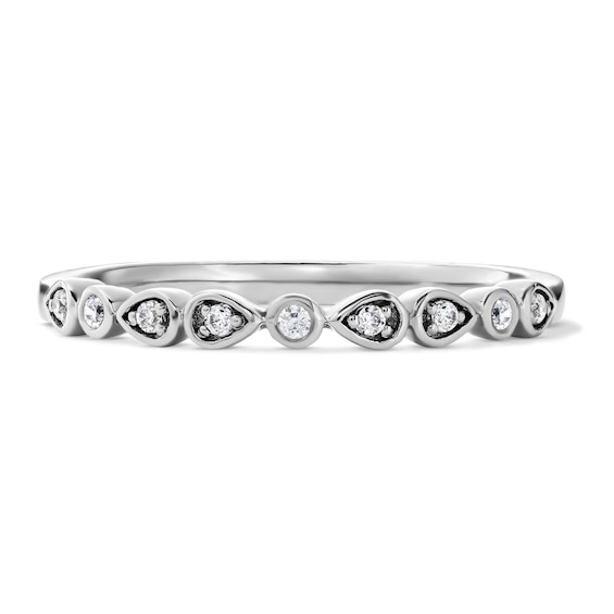 1/15 CT. T.w. Pavé and Bezel-Set Lab-Grown Diamond Vintage-Inspired Band in 10K White Gold (F/Vs2)