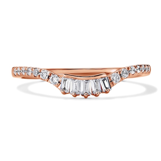 1/4 CT. T.w. Baguette-Cut Lab-Grown Diamond Contour Band in 10K Rose Gold (F/Vs2)