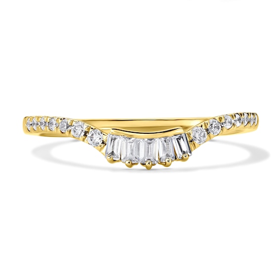 1/4 CT. T.w. Baguette-Cut Lab-Grown Diamond Contour Band in 10K Gold (F/Vs2)