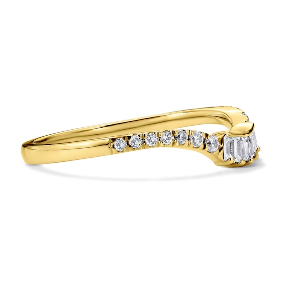 1/4 CT. T.w. Baguette-Cut Lab-Grown Diamond Contour Band in 10K Gold (F/Vs2)