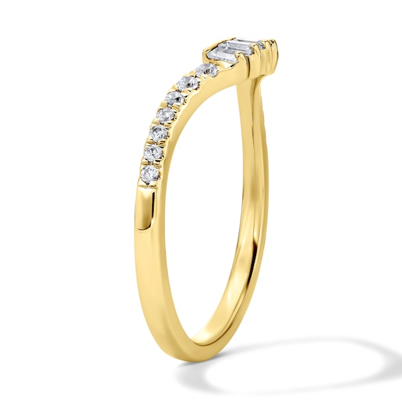 1/4 CT. T.w. Baguette-Cut Lab-Grown Diamond Contour Band in 10K Gold (F/Vs2)