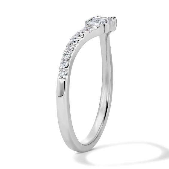 1/4 CT. T.w. Baguette-Cut Lab-Grown Diamond Contour Band in 10K White Gold (F/Vs2)
