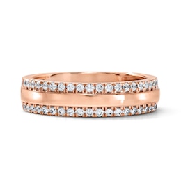 1/3 CT. T.W. Pavé-Set Lab-Grown Diamond Edge Anniversary Band in 10K Rose Gold (F/VS2)