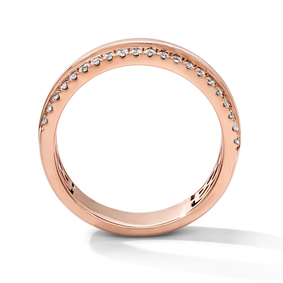 1/3 CT. T.w. Pavé-Set Lab-Grown Diamond Edge Anniversary Band in 10K Rose Gold (F/Vs2)